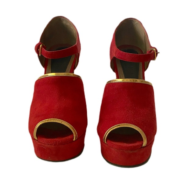 Marni Peep Toe Platform with Mirrored Heel - Picture 2 of 9